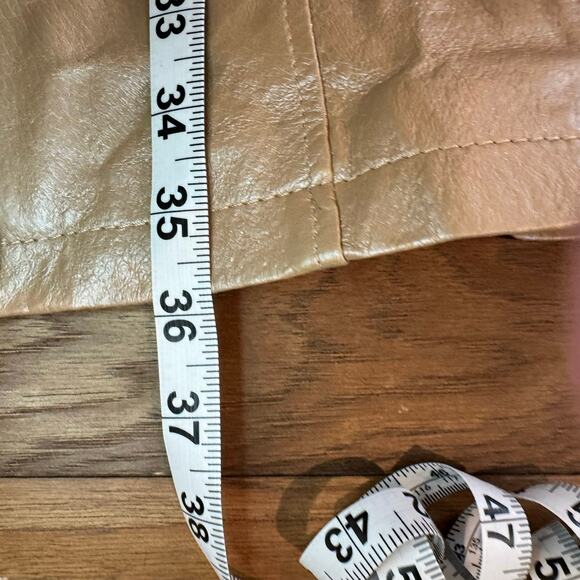 Vintage Leather Trench Chadwick's of Boston Metallic Tan Button-Down Coat 12T - Picture 7 of 7